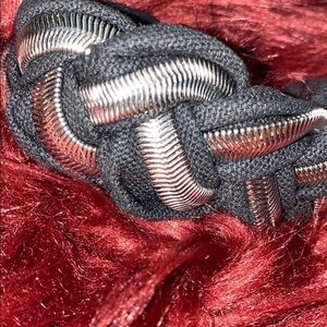 Silver tone black twist fashion  bracelet